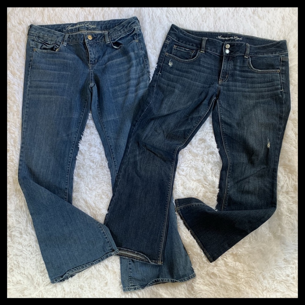 AMERICAN EAGLE JEANS BUNDLE 12 short reg ARTIST REAL FLARE EXCELLENT CONDITION